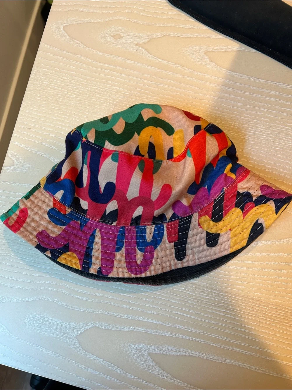 Reversible Black Bucket Hat with Subtle 'm' Embroidery